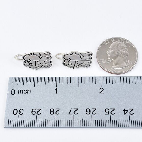 Embracing Couple Drop Earrings | Vintage Sterling Silver 925 - Picture 6 of 7